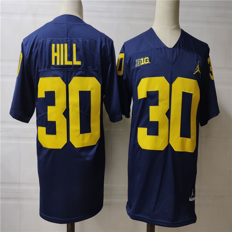 Men Michigan Wolverines #30 Hill Blue 2025 NCAA Jersey->ncaa teams->NCAA Jersey